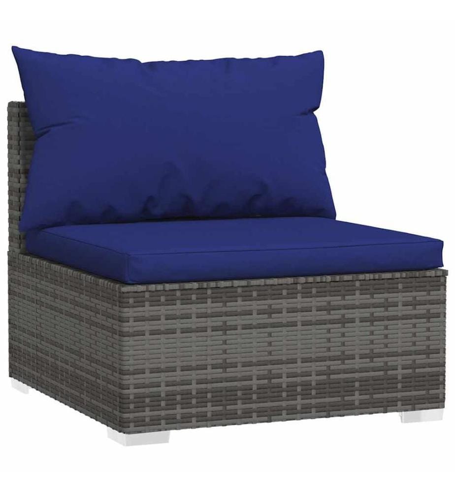 4-tlg. Garten-Lounge-Set mit Kissen Poly Rattan Grau