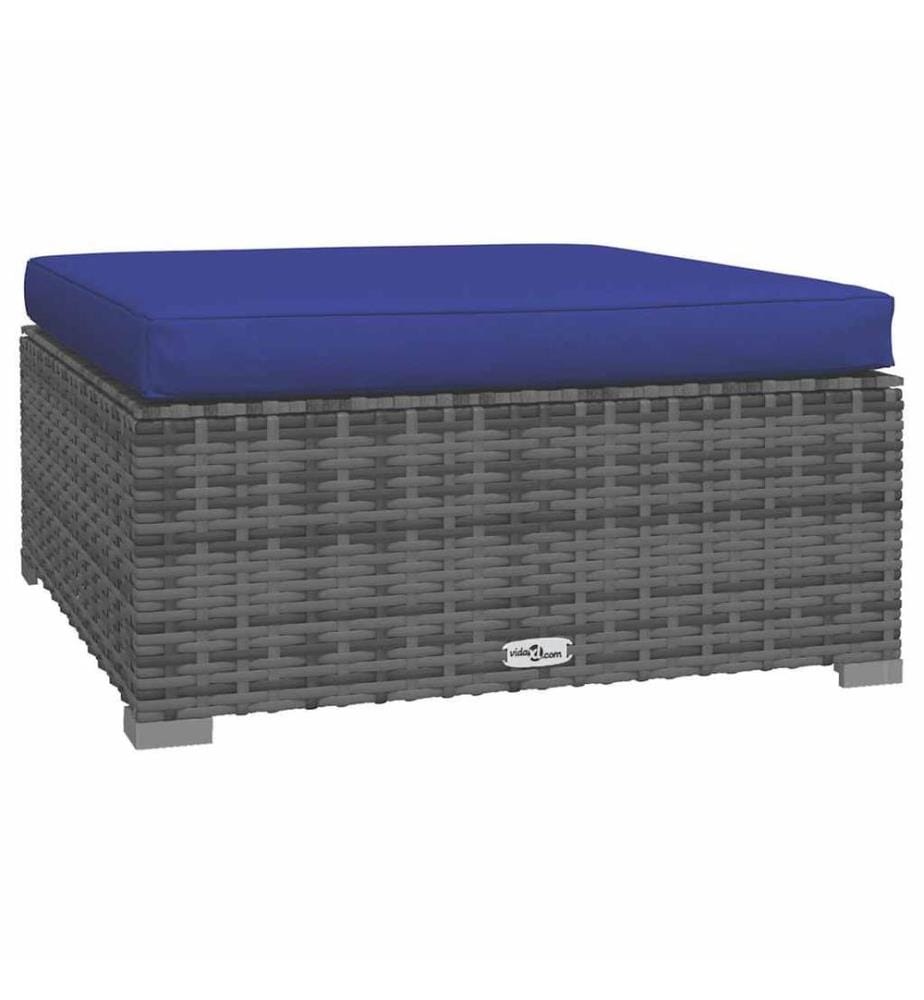 4-tlg. Garten-Lounge-Set mit Kissen Poly Rattan Grau
