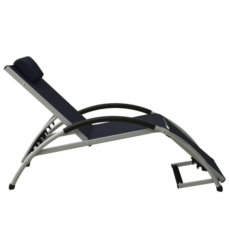 Chaise longue avec oreiller textilène noir