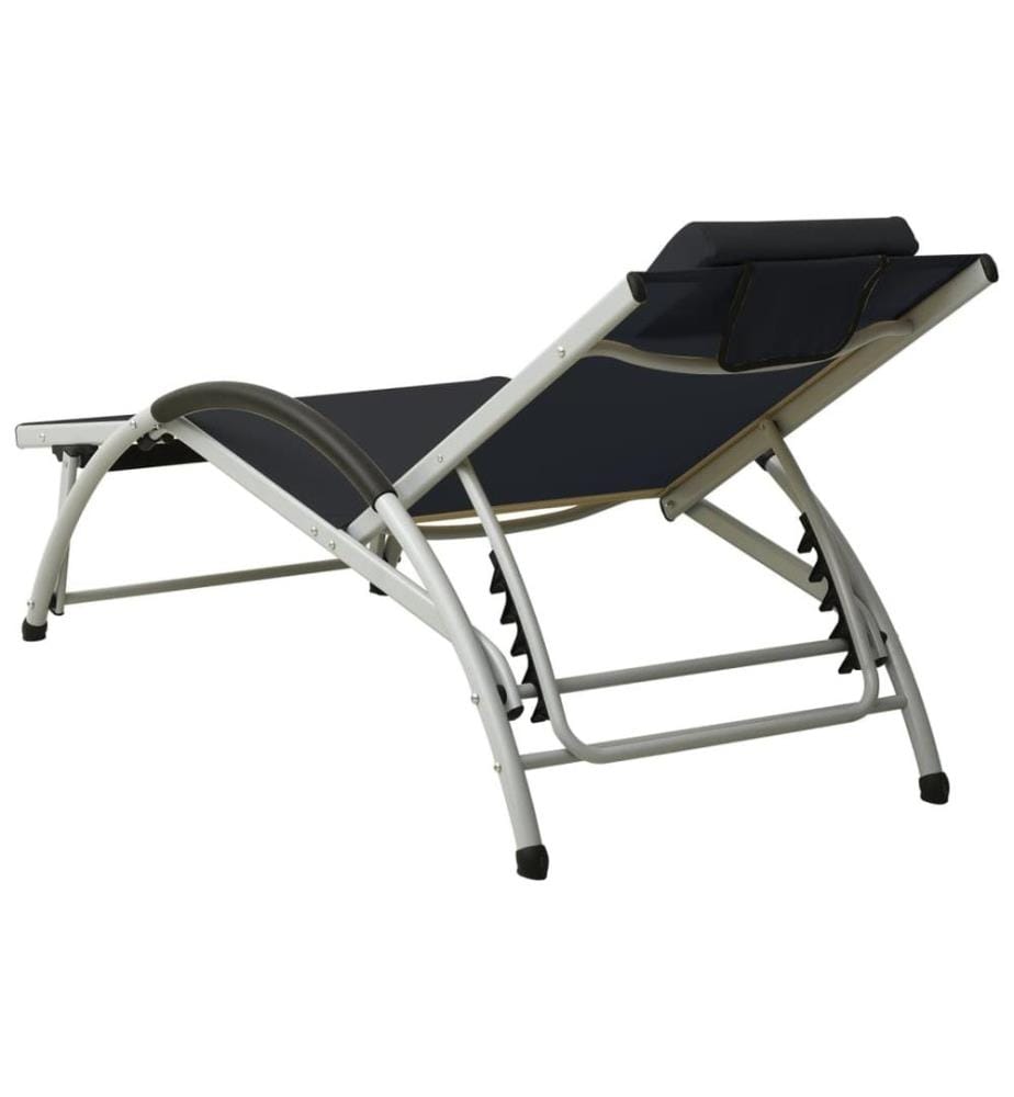 Chaise longue avec oreiller textilène noir