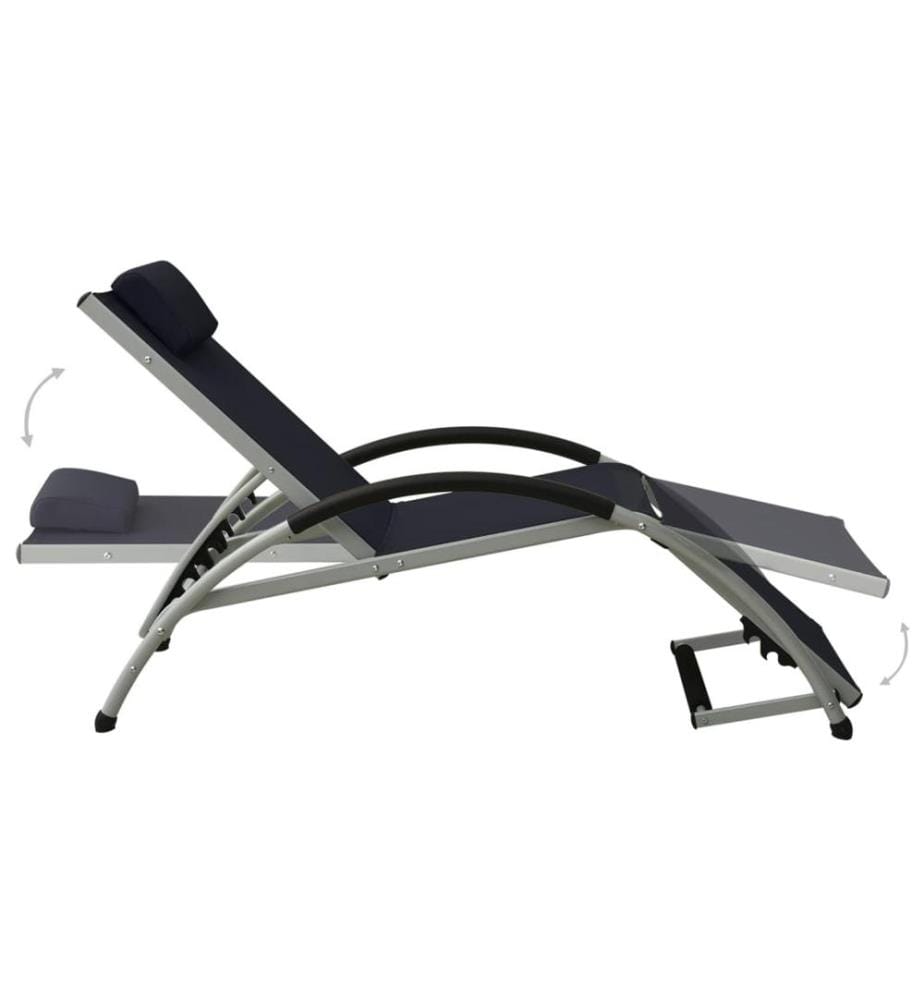 Chaise longue avec oreiller textilène noir