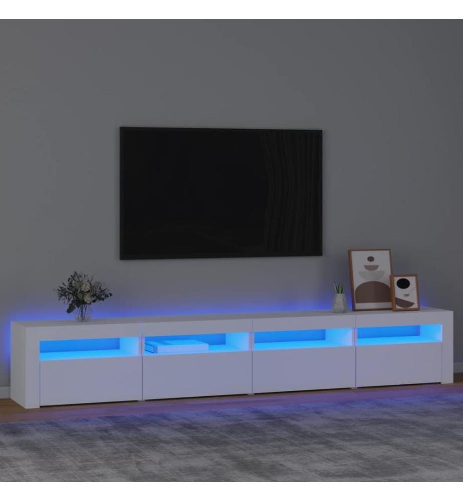 TV-Schrank mit LED-Leuchten Weiss 240x35x40 cm