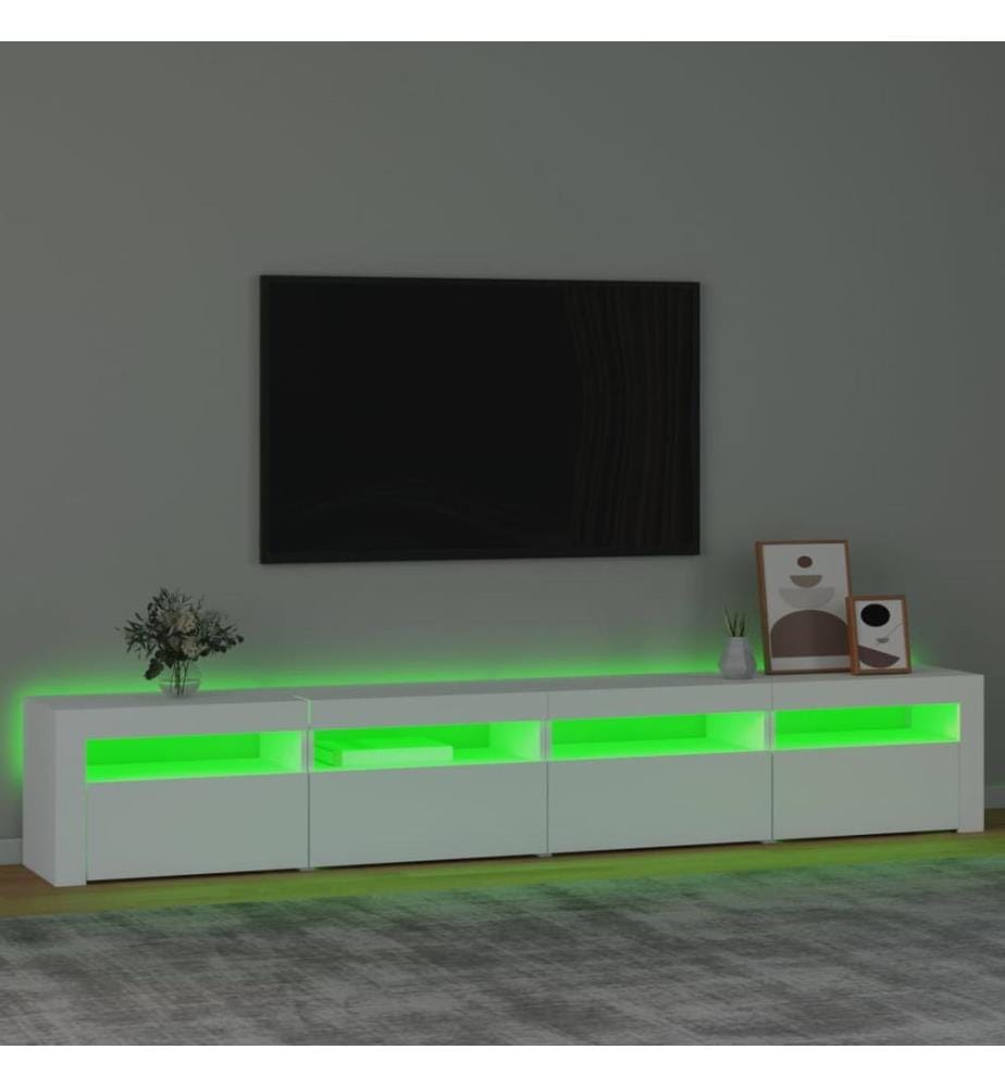 TV-Schrank mit LED-Leuchten Weiss 240x35x40 cm