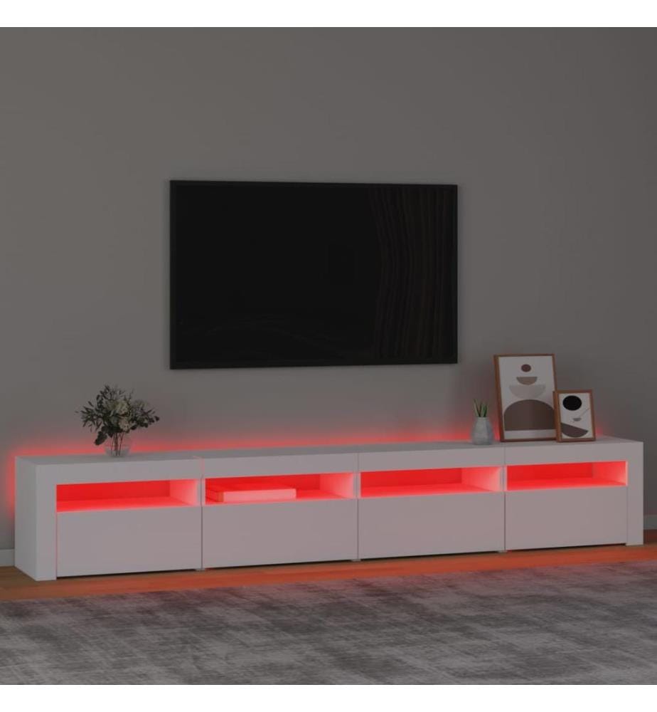 TV-Schrank mit LED-Leuchten Weiss 240x35x40 cm