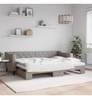 Tagesbett Ausziehbar Taupe 80x200 cm Stoff