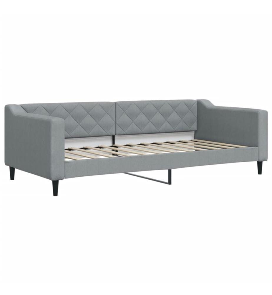 Tagesbett Ausziehbar mit Schubladen Hellgrau 90x200 cm Stoff