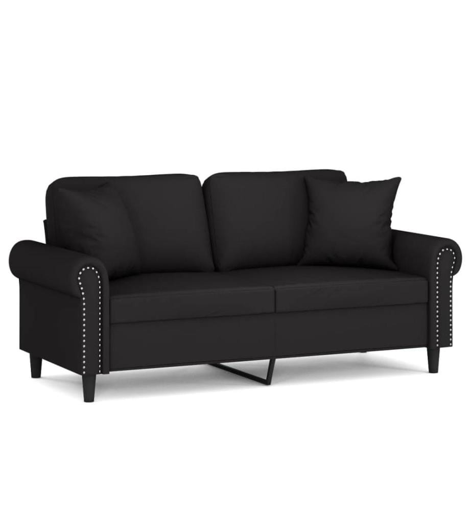 2-Sitzer-Sofa mit Zierkissen Schwarz 140 cm Samt