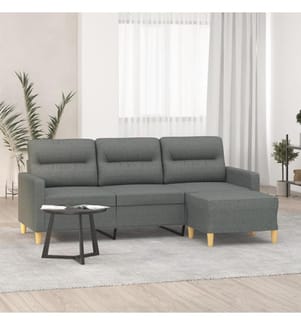 3-Sitzer-Sofa mit Hocker Dunkelgrau 180 cm Stoff