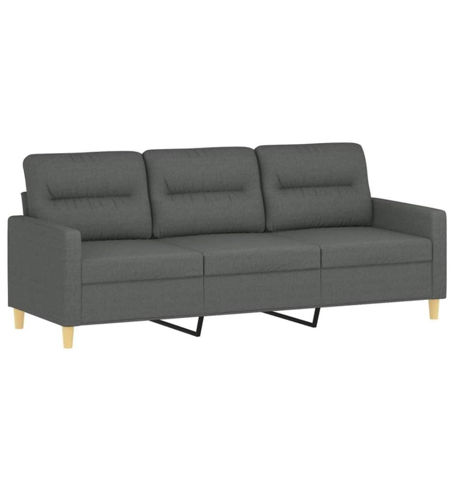 3-Sitzer-Sofa mit Hocker Dunkelgrau 180 cm Stoff