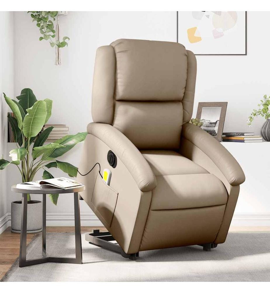 Massagesessel mit Aufstehhilfe Elektrisch Cappuccino Kunstleder