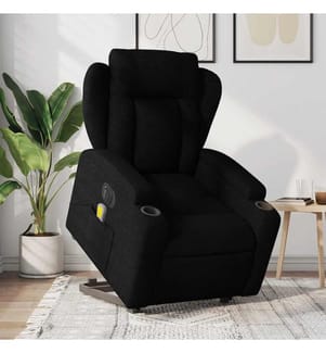 Elektrischer Massagesessel mit Aufstehhilfe Schwarz Stoff
