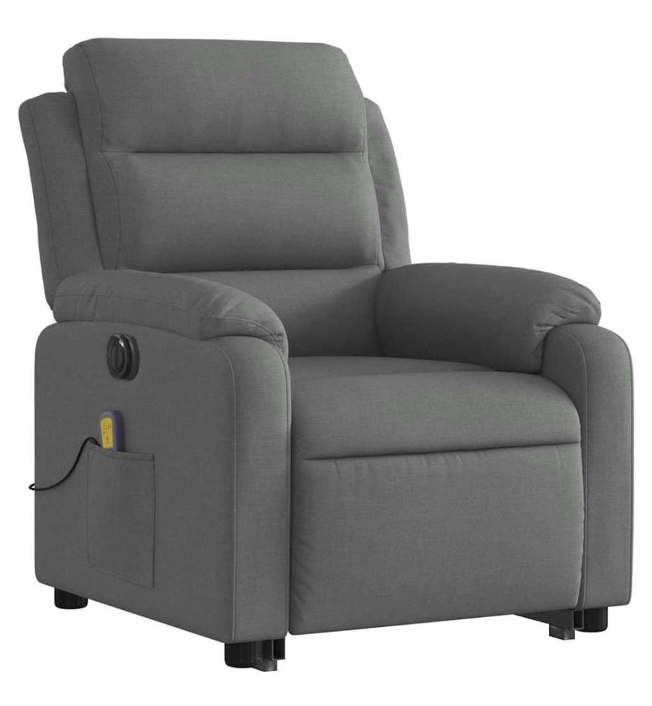 Elektrischer Massagesessel mit Aufstehhilfe Dunkelgrau Stoff