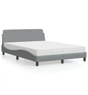 Bett mit Matratze "Dover" Hellgrau 140x190 cm Stoff