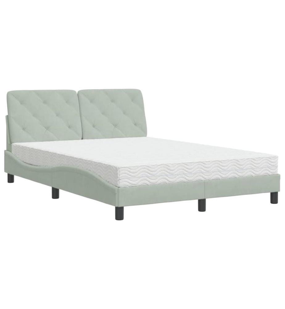 Bett mit Matratze Hellgrau 120x200 cm Samt