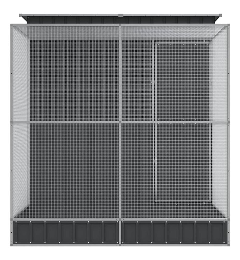 Volière avec extension argenté 209x203x216 cm acier