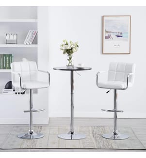 Barhocker 2 Stk. Weiss Kunstleder