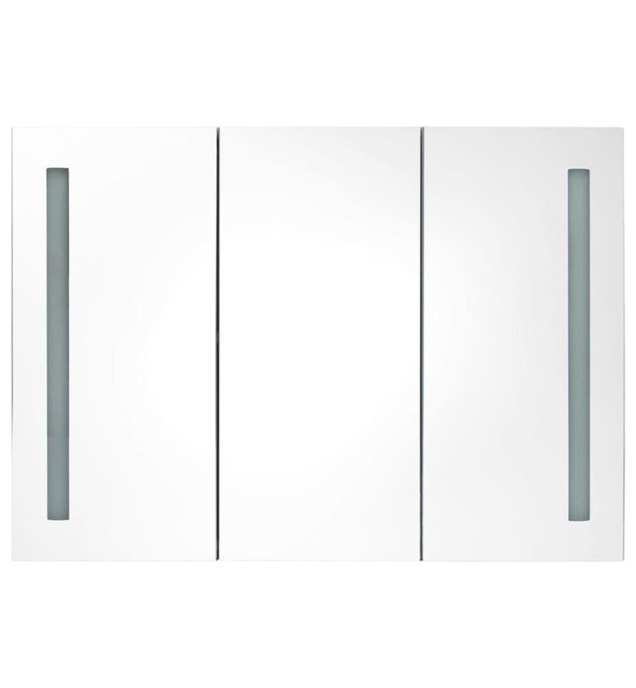 Armoire de salle de bain à miroir LED 89x14x62 cm noir brillant