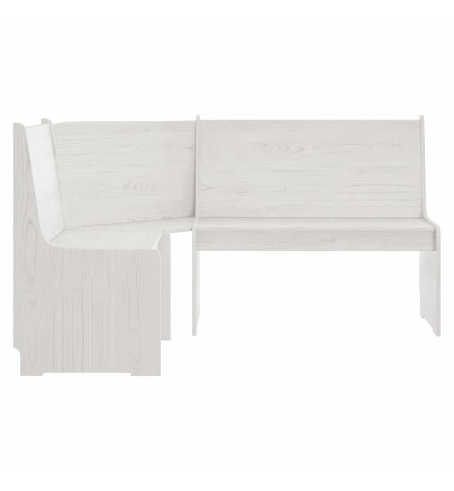 Banc d'angle REINE 151 cm blanc bois de pin solide