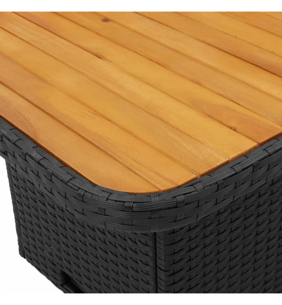 4-tlg. Garten-Essgruppe mit Kissen Schwarz Poly Rattan