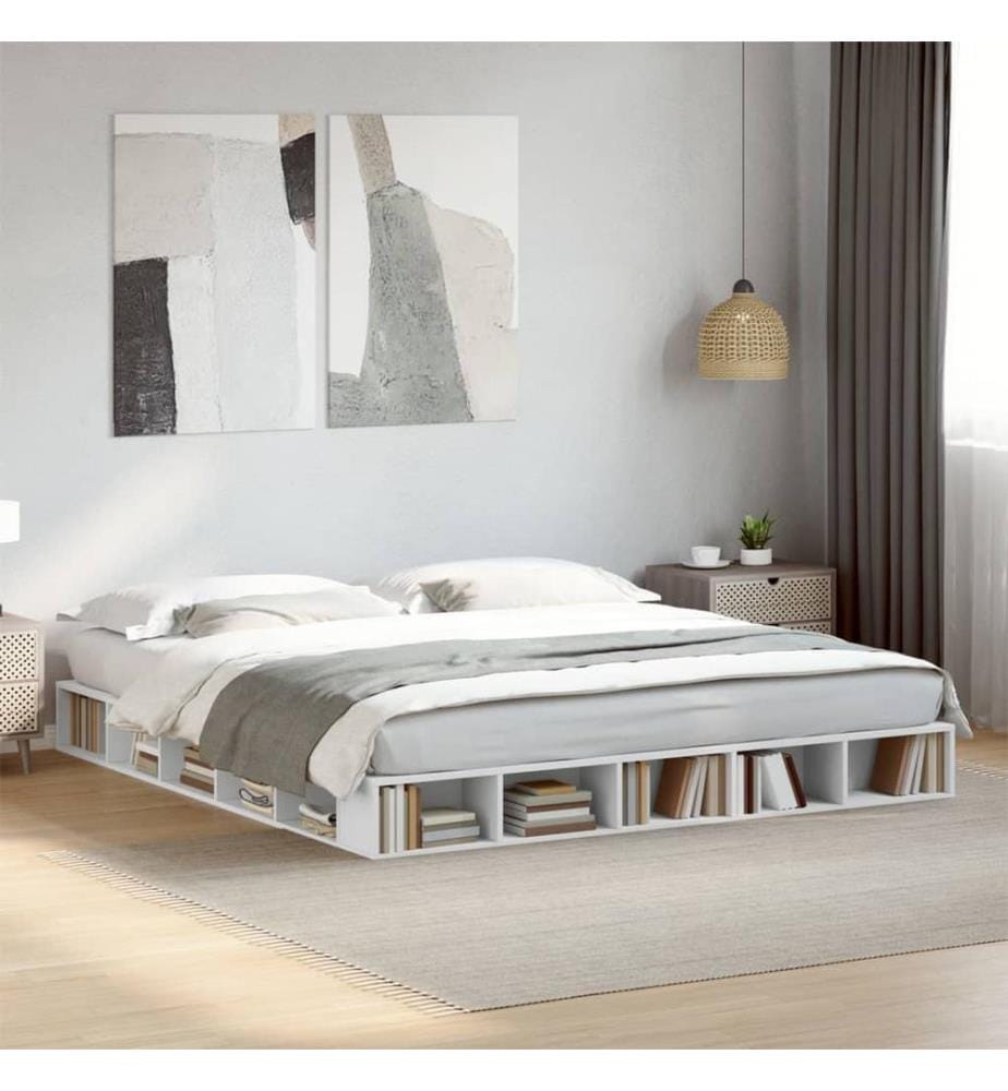Cadre de lit sans matelas blanc 180x200 cm