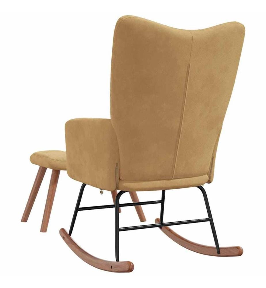 Schaukelstuhl mit Hocker Samt Braun