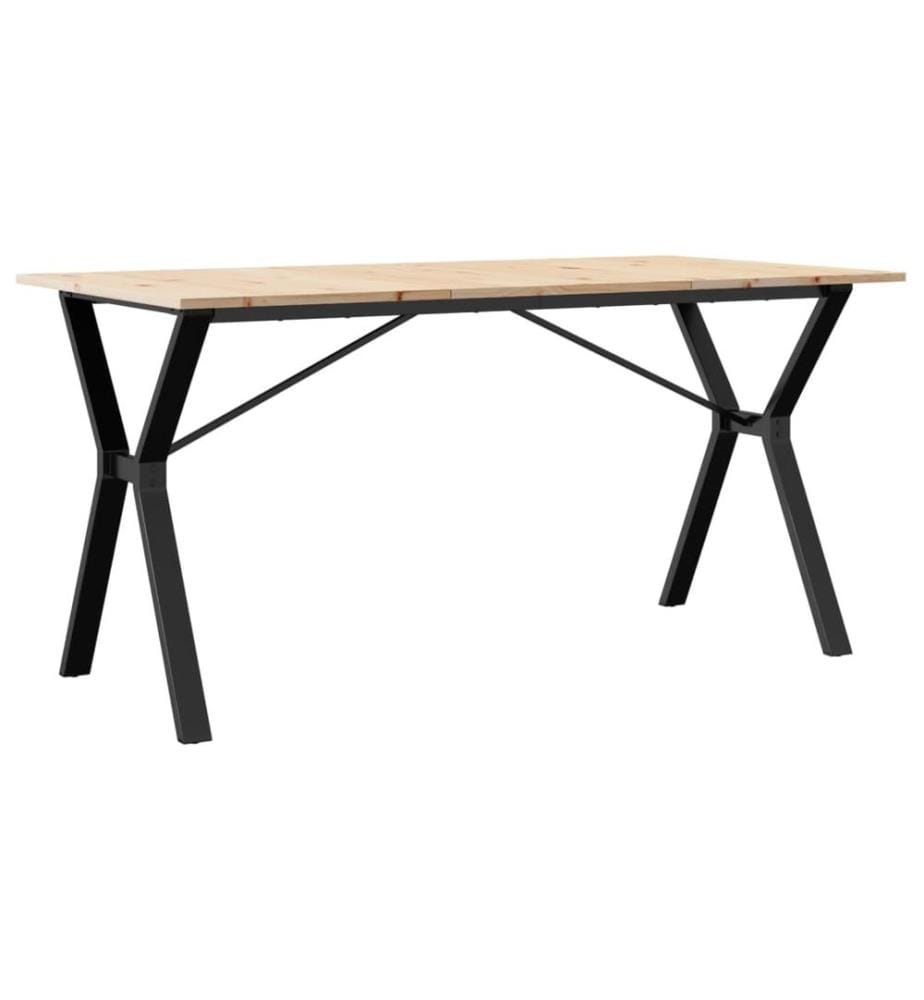 Table à manger cadre en Y 160x80x75 cm bois de pin massif acier