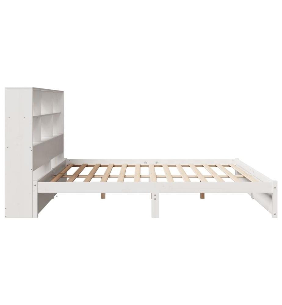 Lit bibliothèque sans matelas blanc 180x200 cm bois pin massif