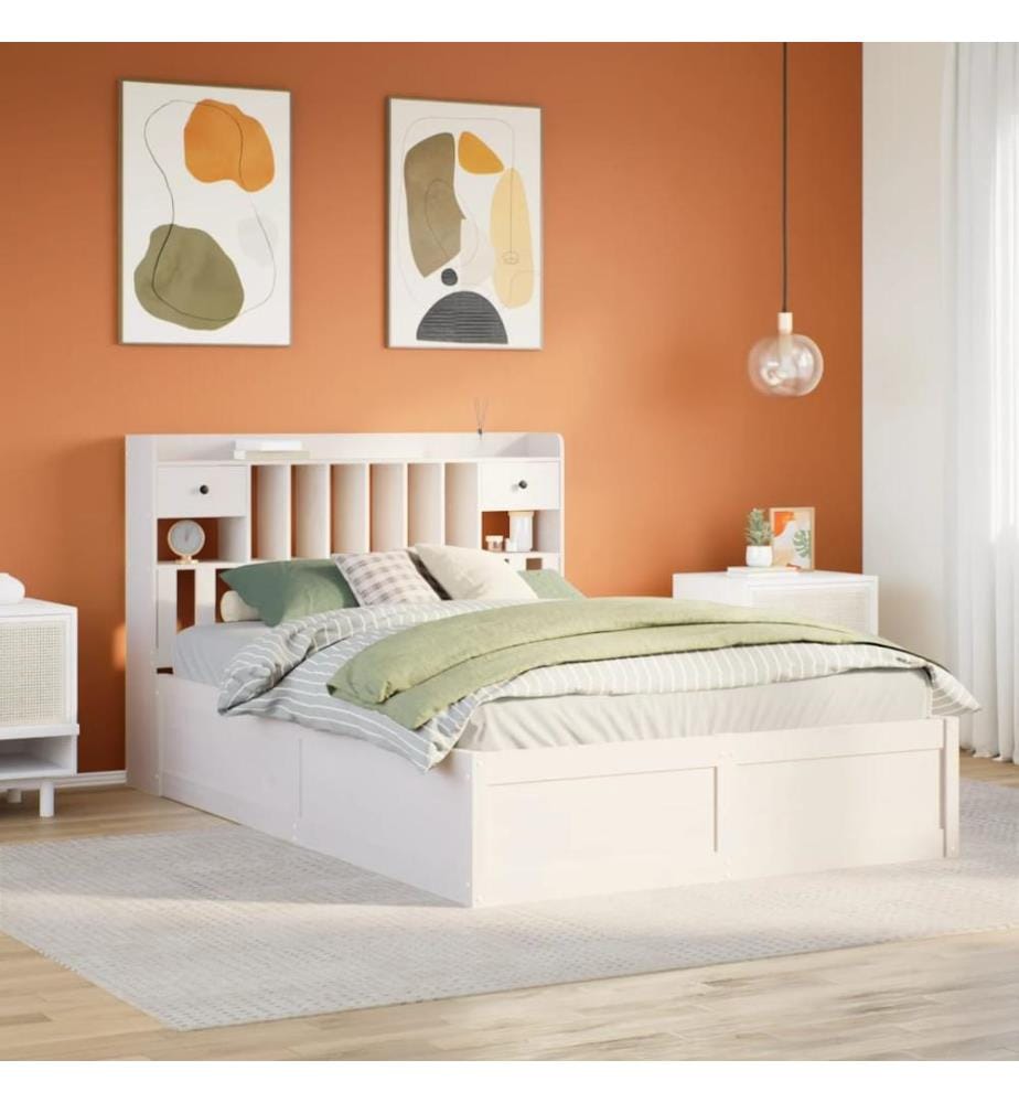 Cadre de lit sans matelas blanc 140x200 cm bois de pin massif