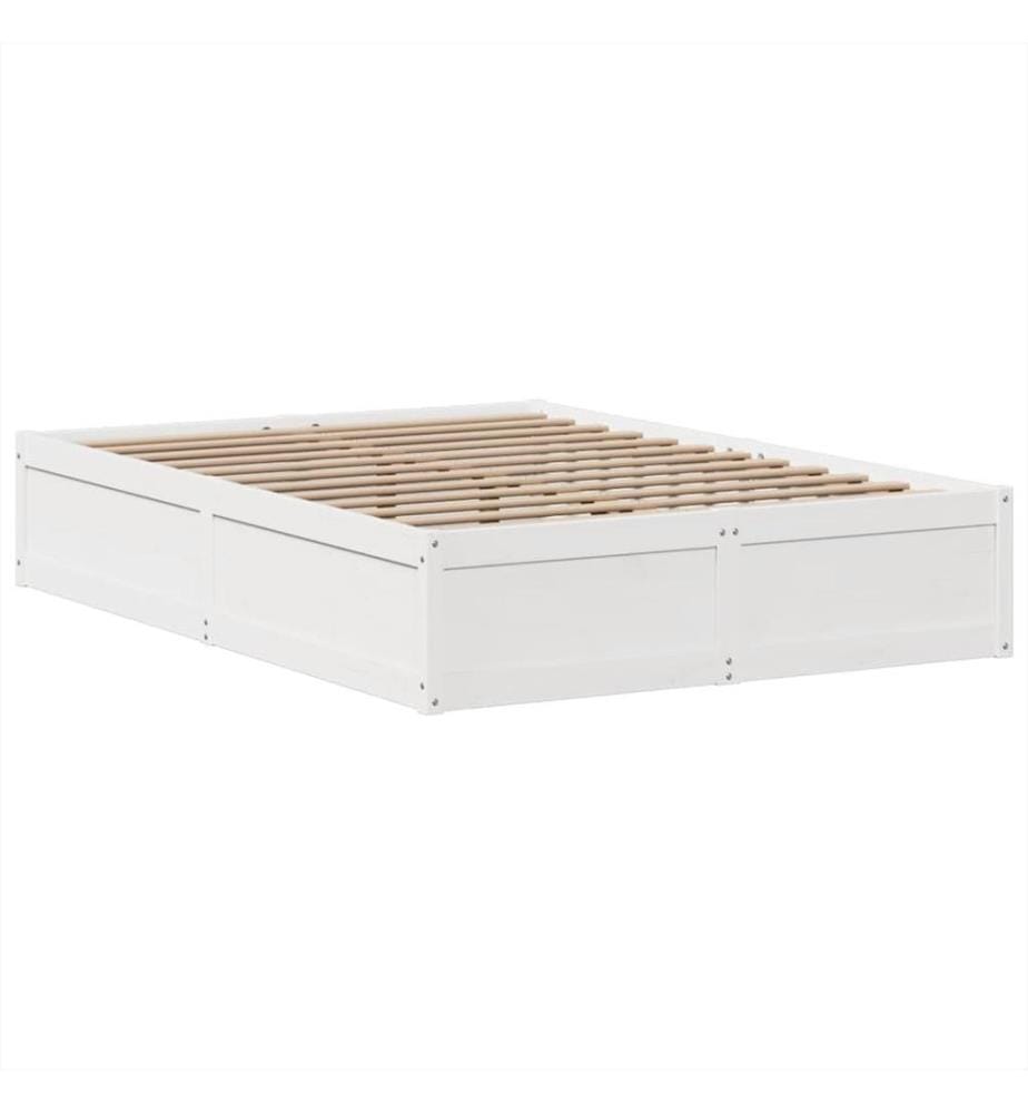 Cadre de lit sans matelas blanc 140x200 cm bois de pin massif