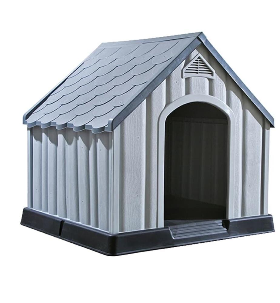 Hundehütte Grau 92x87x91 cm Kunststoff