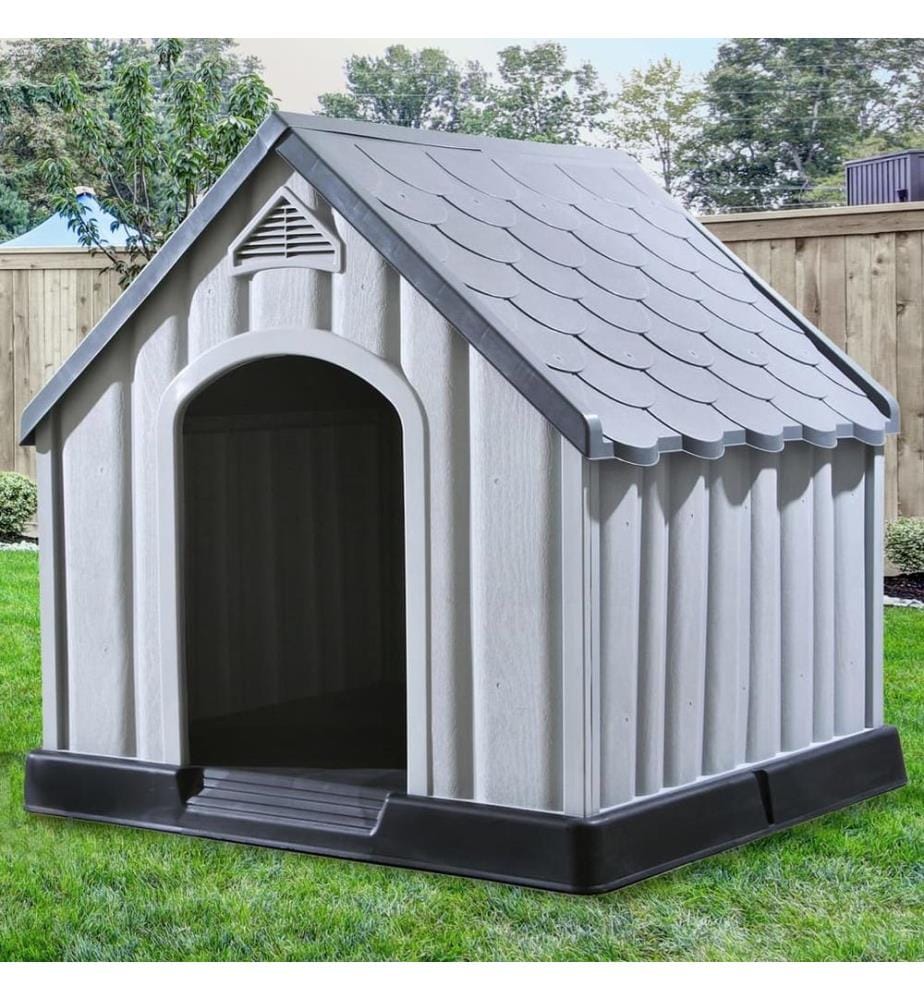 Hundehütte Grau 92x87x91 cm Kunststoff