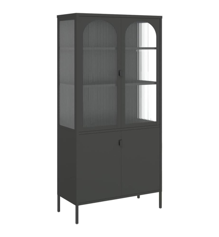 Highboard Schwarz 90x40x180 cm Glas und Stahl