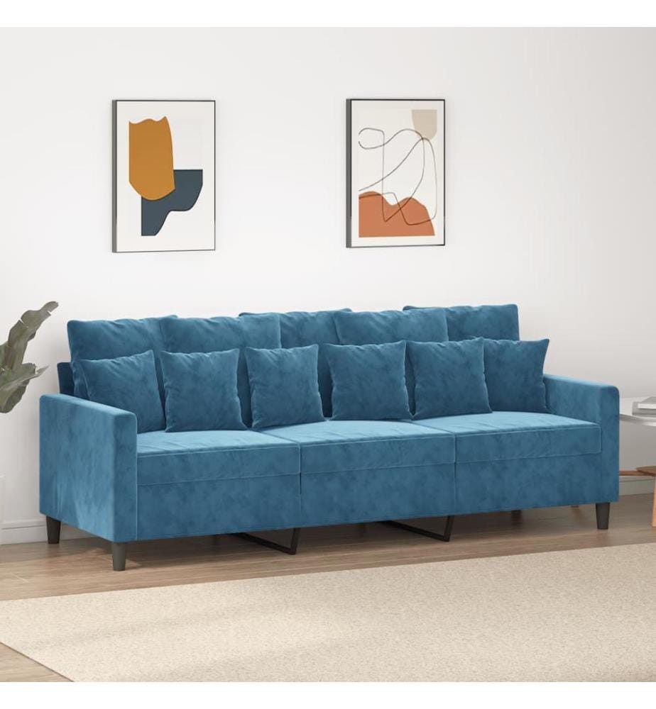 3-Sitzer-Sofa Blau 180 cm Samt