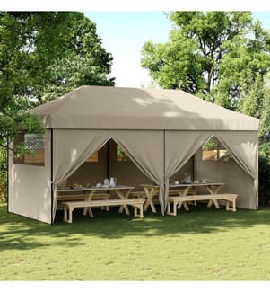 Partyzelt Faltbar Pop-Up mit 4 Seitenteilen Taupe