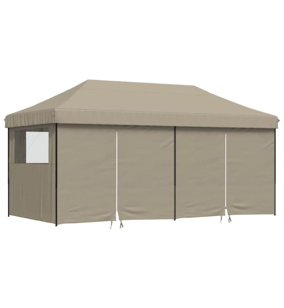 Tente de réception pliable escamotable 4 parois latérales taupe