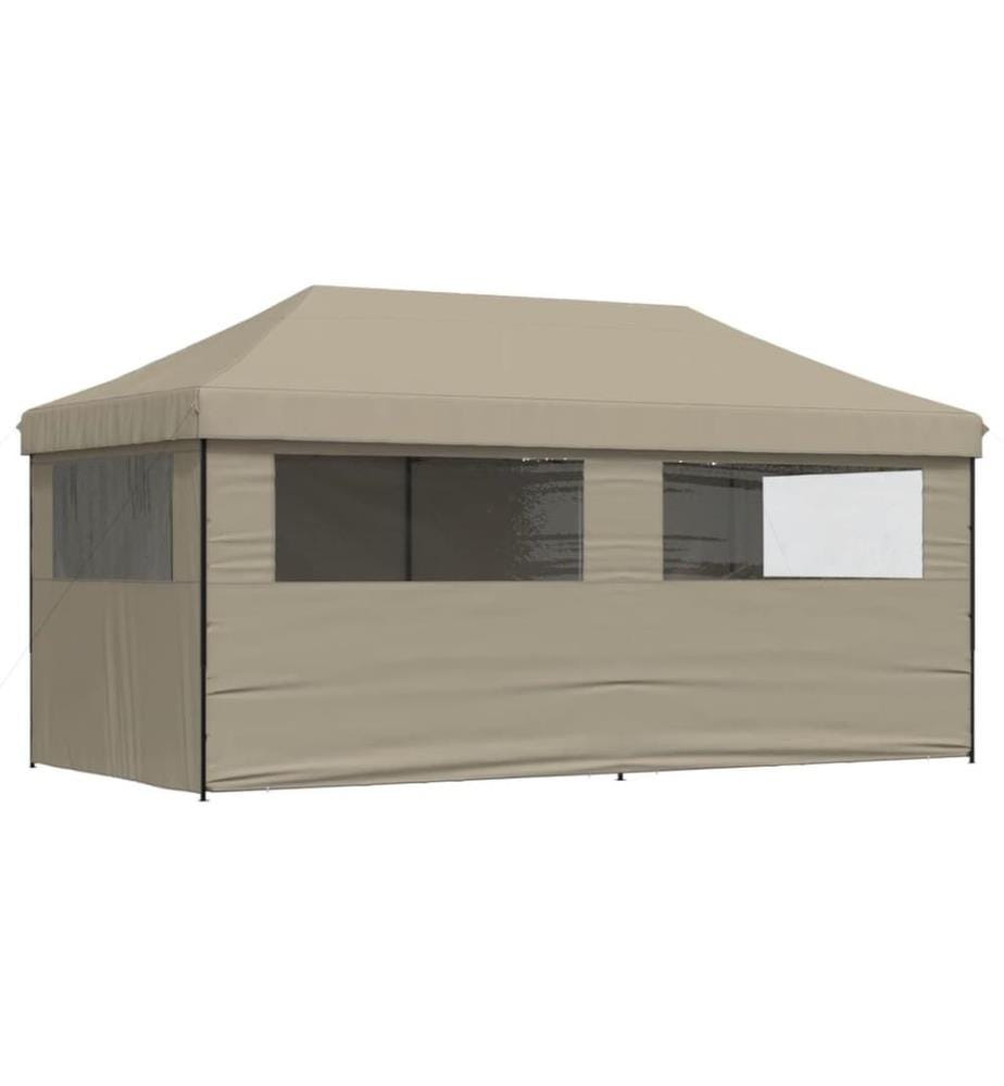 Tente de réception pliable escamotable 4 parois latérales taupe