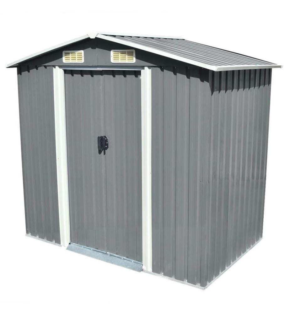 Gartenschuppen Grau Metall 204 x 132 x 186 cm