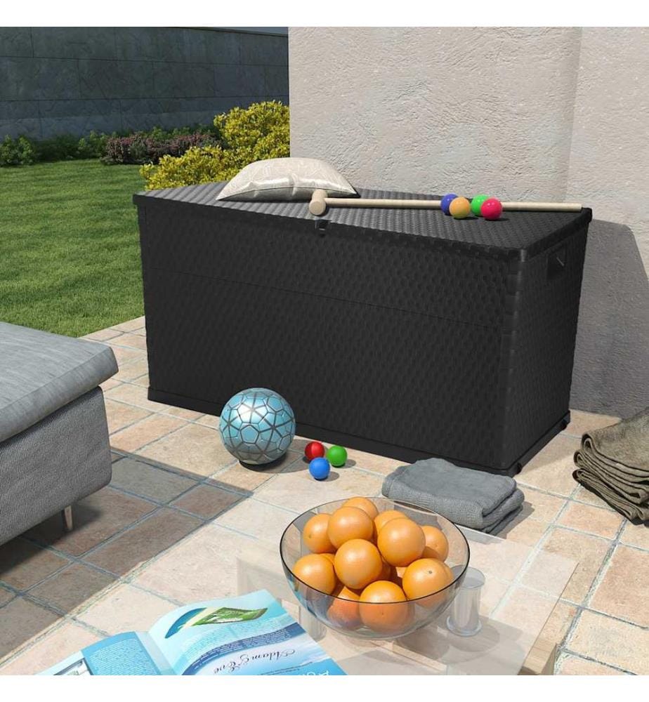 Garten-Aufbewahrungsbox Anthrazit 120x56x63 cm PP Rattan