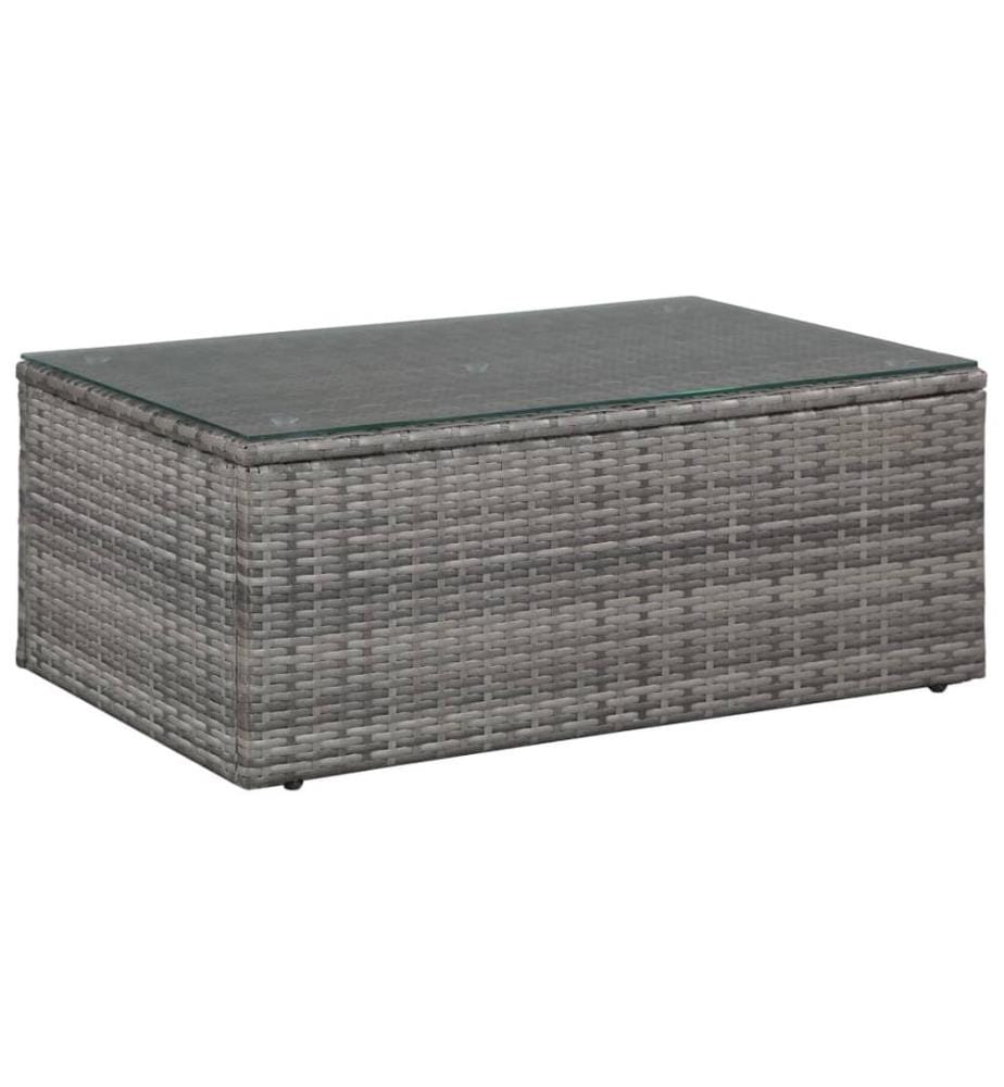 4-tlg. Garten-Lounge-Set mit Auflagen Poly Rattan Grau