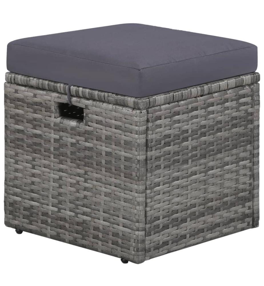 4-tlg. Garten-Lounge-Set mit Auflagen Poly Rattan Grau