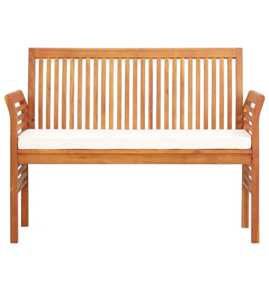 Banc de jardin 2 places avec coussin 120cm Bois d'acacia massif