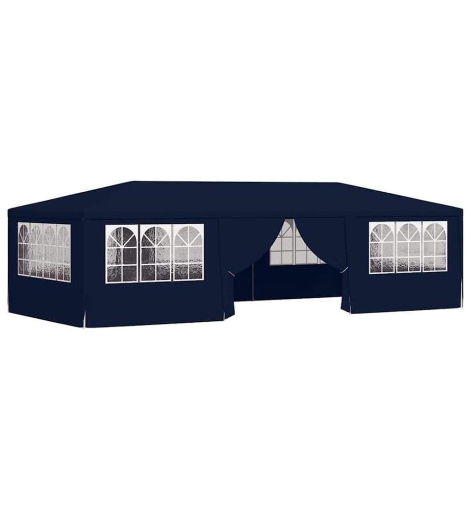 Tente de réception avec parois latérales 4x9 m Bleu 90 g/m²