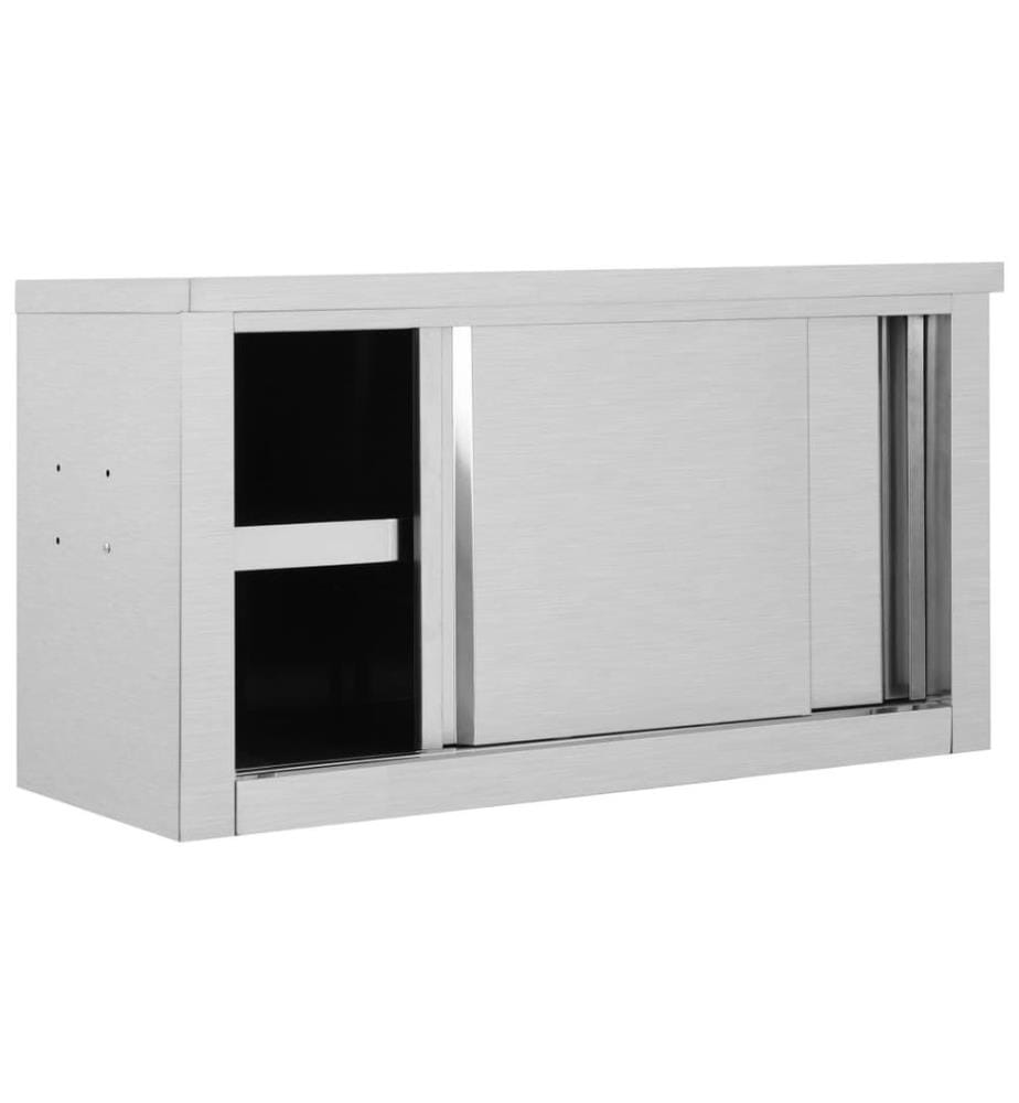 Wandhängeschrank mit Schiebetüren 90×40×50 cm Edelstahl