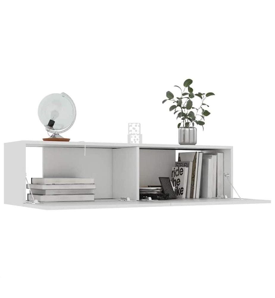 Meuble TV Blanc 120x30x30 cm Bois d'ingénierie