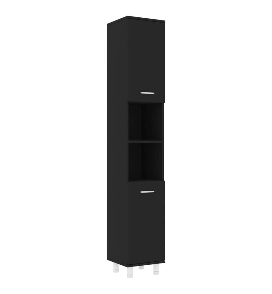 Badezimmerschrank Schwarz 30x30x179 cm Holzwerkstoff