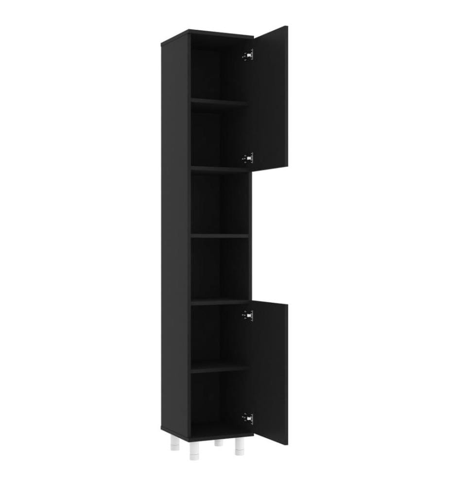 Badezimmerschrank Schwarz 30x30x179 cm Holzwerkstoff