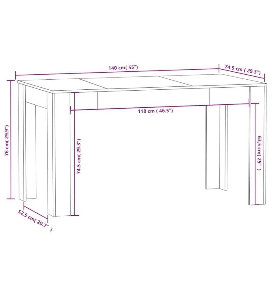 Table à manger Blanc 140x74,5x76 cm Bois d'ingénierie