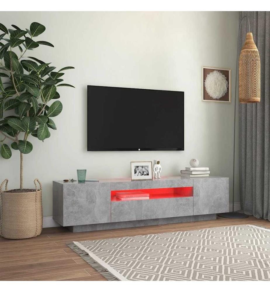 TV-Schrank mit LED-Beleuchtung Betongrau 160x35x40 cm