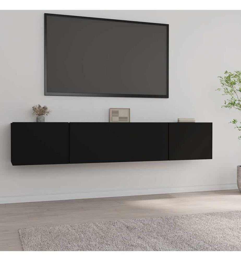 TV-Schränke 2 Stk. Schwarz 80x30x30 cm Holzwerkstoff