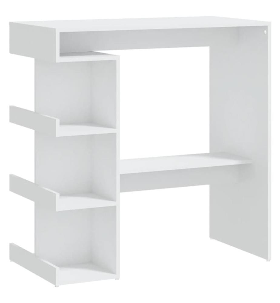 Table de bar avec étagère de rangement Blanc Bois d'ingénierie